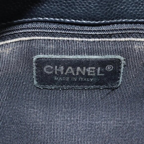 CHANEL Matelasse COCO Mark Chain Tote Bag Caviar Skin Black - Picture 14 of 16